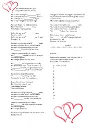 English Worksheet: Because You loved Me