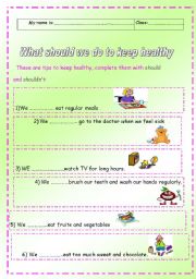 English Worksheet: what should we do to keep healthy
