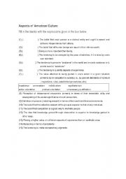 English Worksheet: aspects of American culture