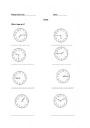 English Worksheet: clock