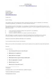English Worksheet: application letter