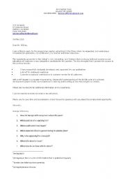 English Worksheet: application letter