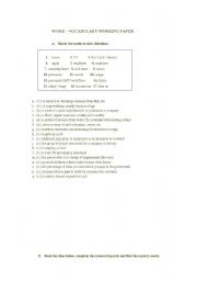English worksheet: WORK - vocabulary worksheet - matching exercise