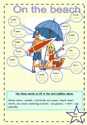 English Worksheet: On the beach