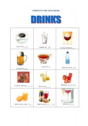 English worksheet: DRINKS