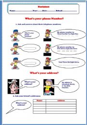 English Worksheet: Introductions- phone and address
