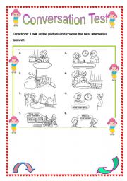 English Worksheet: Conversation Test with picture 