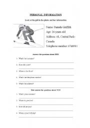 English Worksheet: Personal Information