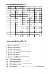 contries and nationalities puzzle