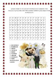 English worksheet: Wedding. Puzzle