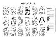 animals worksheet & colouring page