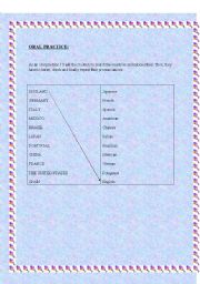 English Worksheet: countries and nationalities
