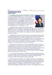 Condeleeza Rice Reading Comprehension with multiple choice questions