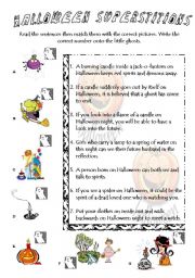 English Worksheet: HALLOWEEN SUPERSTIONS