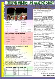 English Worksheet: CHILEAN MINERS(SIMPLE PAST - PRESENT PERFECT)***FULLY EDITABLE*** W&B VERSION- WITH ANSWER KEY