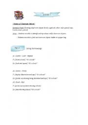 English Worksheet: Classroom objects