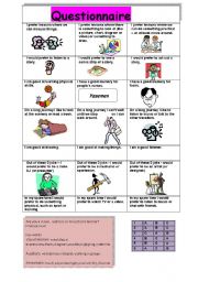 English Worksheet: A questionnaire about learning styles such as visual,auditory