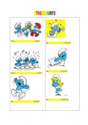 English worksheet: The Smurfs- Present Continuous