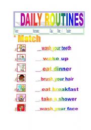 English Worksheet: Daily Routines 