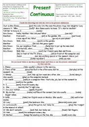 English Worksheet: Present continuous 