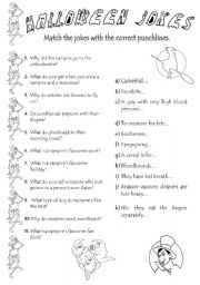 English Worksheet: HALLOWEEN JOKES