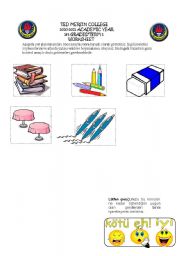 English worksheet: classroom objects