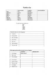 English worksheet: verb TO BE - EXERCISES