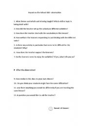 English worksheet: school visit observation