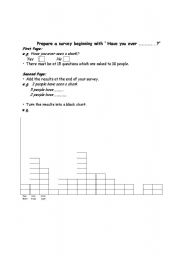 English Worksheet: a survey beginning with ‘ Have you ever ……………..? ´