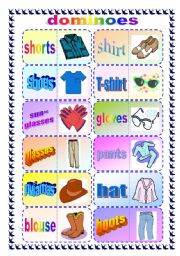 English Worksheet: clothes domino