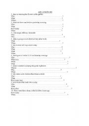 English Worksheet: ASK QUESTIONS (MIXED TENSES)