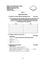 English Worksheet: class rules