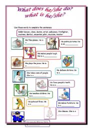 English Worksheet: What does he/she do?