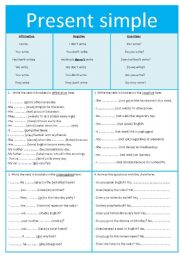 English Worksheet: Present simple exercises (with explanation)