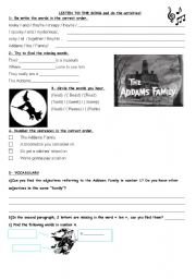 English Worksheet: ADDAMS FAMILY PART 1/2