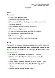 English Worksheet: Exercises to The Canterville Ghost Chapter 1