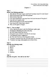 English Worksheet: Exercises to The Canterville Ghost Chapter 2