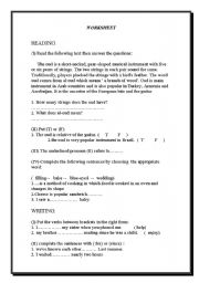 English Worksheet: reading-writing worksheet 2