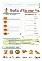 English Worksheet: Months of the year and holidays