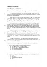 English Worksheet: Reading Comprehension - Cats