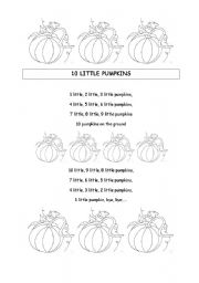 10 little pumpkins coloring for children