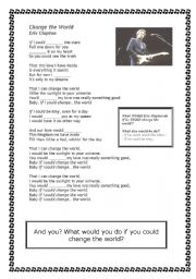 Song Activity Change The World By Eric Clapton Esl Worksheet By Hralbernaz