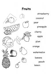 English Worksheet: Fruits