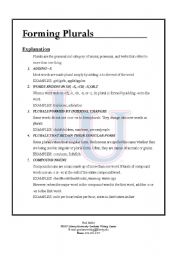 English worksheet: plurals