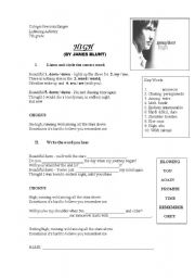 English Worksheet: High (By James Blunt)