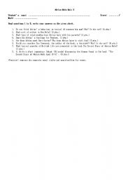 English Worksheet: Adrian Mole quiz