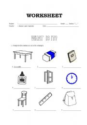 English Worksheet: class objects