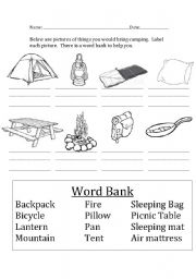 English worksheet: Camping Match