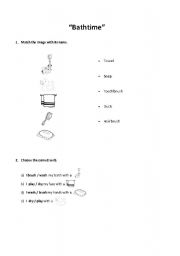 English worksheet: bath time