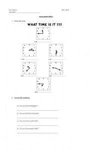 English worksheet: the time